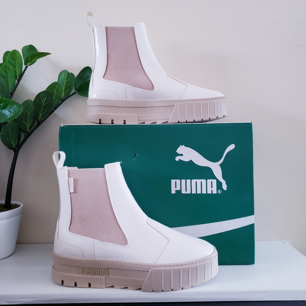 PUMA BNIB Mayze Chelsea Jelly Womens Platform Boots - Alpine Snow - 11 US